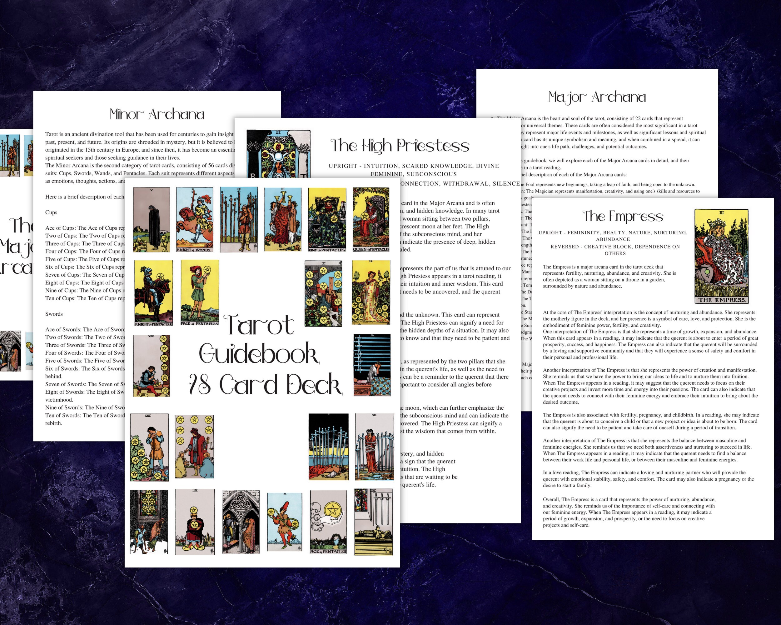 Printable Tarot Guidebook A4 Size 120 Pages , Learn Tarot From Scratch ...