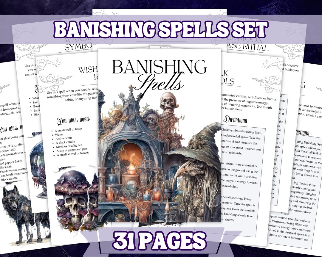 Banishing Spells Collection , Printable Grimoire Pages and Book of ...