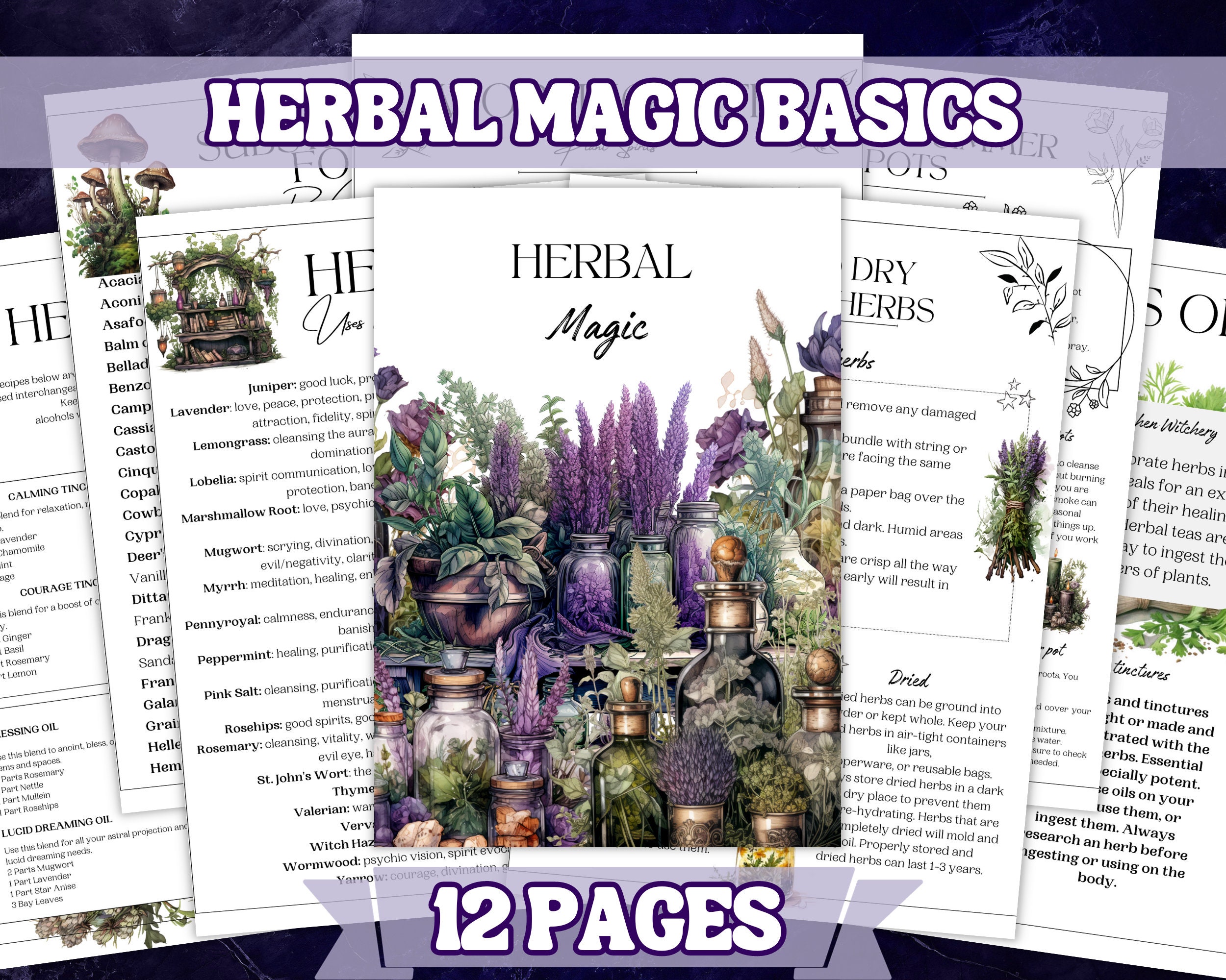 Herbal Magic Printable Grimoire Pages BOS Intro to Witchcraft ...