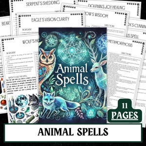 Hechizos de magia animal imprimibles / Páginas de grimorio de brujería (Descarga PDF)