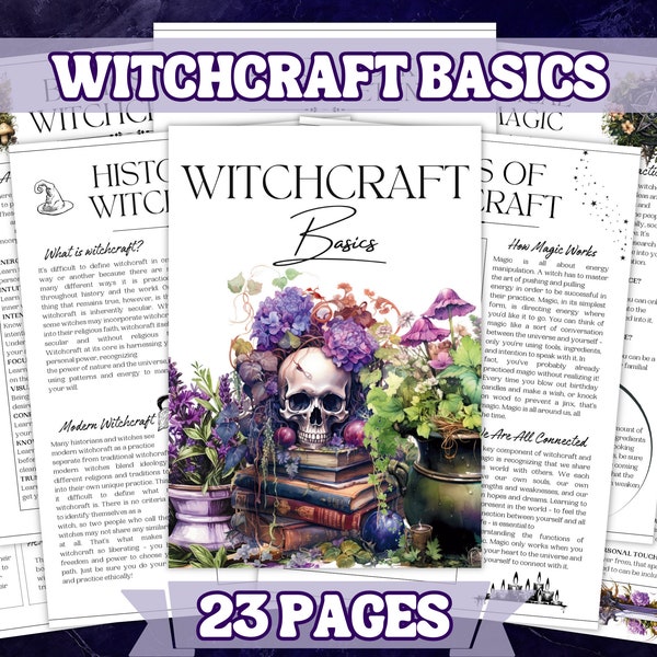 Basics Of Witchcraft 101 - Printable Grimoire Pages -BOS  Intro to witchcraft. Beautiful cover page designs. Personal use