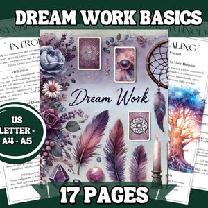 Grimorio imprimible de Dream Work: 17 páginas, tamaños A5, A4 y Carta (EE. UU.), diario de sueños, sueños lúcidos, página de grimorio imprimible de brujería.