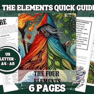 Four Elements Quick Guide – 6 Printable Grimoire Pages (A5, A4, US Letter) |  Elemental Magic Reference Sheet | Digital Download