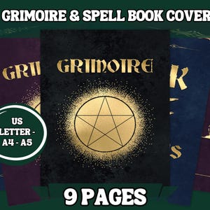 Luxury Grimoire  Spell Book Cover Pages | A4, A5 & US Letter | Digital Download , Printable Grimoire and Book Of Shadow Pages