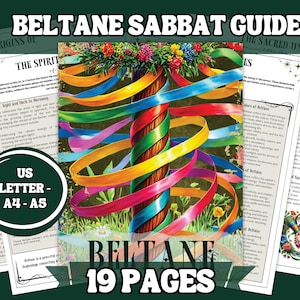 Guía imprimible de Beltane / 19 páginas de rituales, hechizos, símbolos y correspondencias / Tamaños A4, A5 y carta de EE. UU. / Celebra la fertilidad