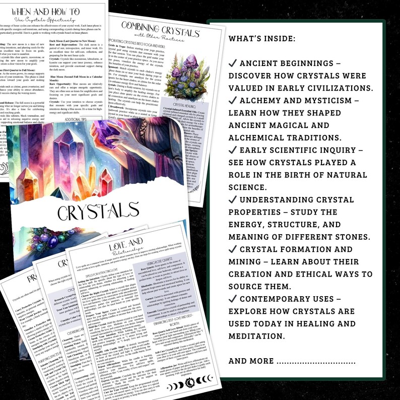 Printable Crystal Guide - Witch's Grimoire, Gemstone Healing (15 Page ...