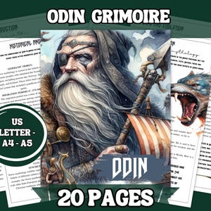 Conjunto imprimible de la mitología de Odín / Descarga digital de 20 páginas con sabiduría nórdica, runas y rituales (disponible en tamaños A4, Carta (EE. UU.) y A5)