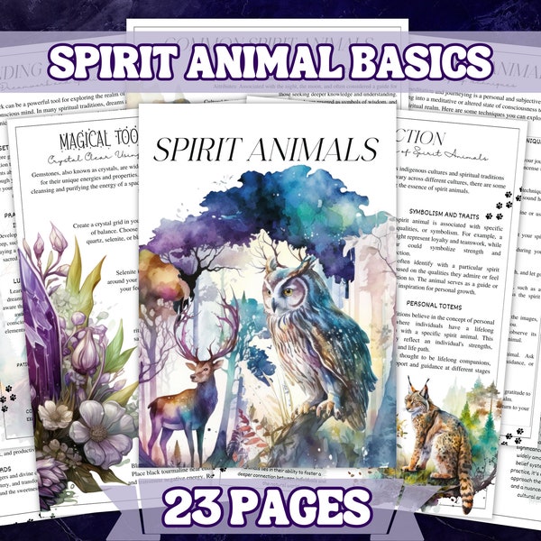 Animal Spirits Basics 23 Pages, A4 Size , Digital Download Printable Grimoire and Book Of Shadow Pages