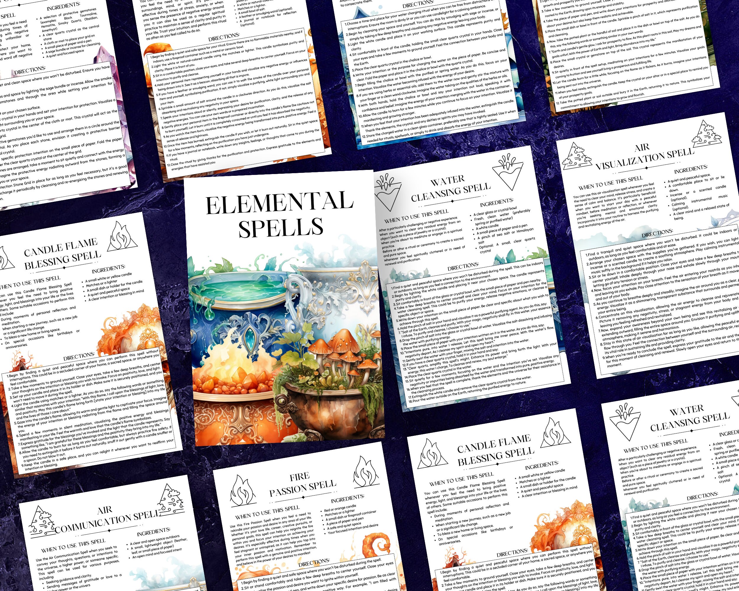 Elemental Based Spells , Printable Grimoire Pages and Book of Shadow ...
