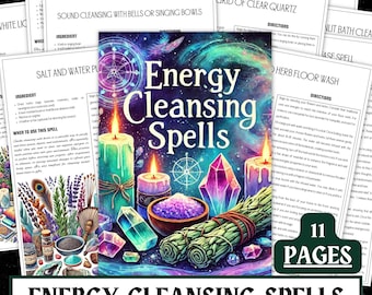 Hechizos de limpieza energética imprimibles/Páginas de grimorio (Descarga digital en PDF)