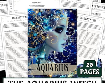 Aquarius Witch Grimoire – Digital Book of Shadows (A4 A5 US Letter)