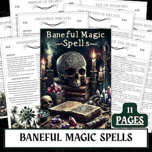 Páginas imprimibles de grimorios de magia nefasta para maldiciones, maleficios y rituales oscuros (PDF, descarga digital) de brujería (tamaño A4, A5, carta estadounidense).