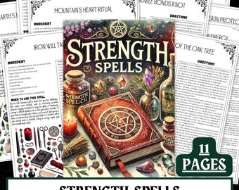 Printable Strength Spells | Witchcraft Grimoire Pages (PDF Digital Download)