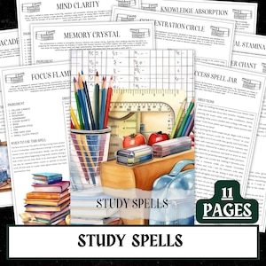 Páginas de grimorios de estudio / Magia de brujería para la concentración y la memoria (PDF)