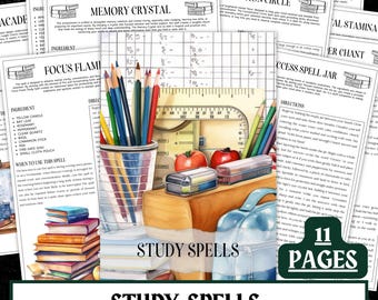 Study Spells Grimoire Pages | Witchcraft Magic for Focus & Memory (PDF)