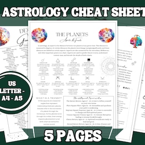 Astrology Cheat Sheet Set  Houses & Planets Cheat Sheet - Reference Guide - Printable Grimoire Pages