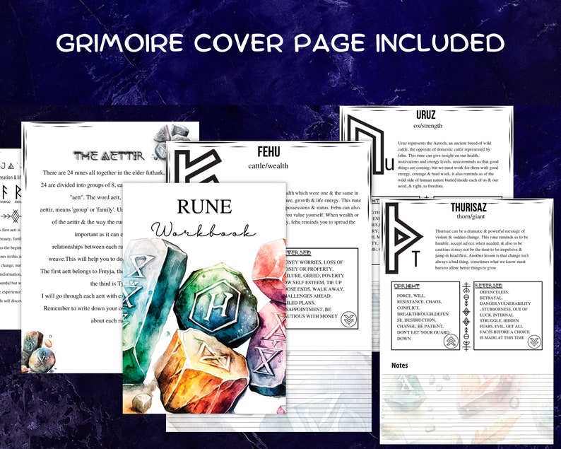 Rune Workbook Ultimate Elder Futhark Meanings , Printable Grimoire ...