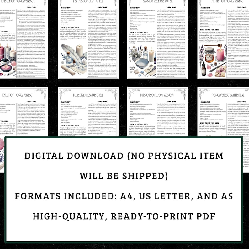 Forgiveness Spells Set | Healing Rituals, Grimoire Pages (Digital Download) image 3