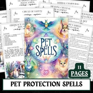Pet Protection Spells: afdrukbare grimoire-pagina's (A4, US Letter, A5) (digitale download)