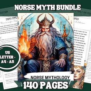 Paquete imprimible de mitología nórdica: 7 perfiles de deidades con correspondencias mágicas, rituales e historia (tamaños A4, Carta (EE. UU.) y A5)