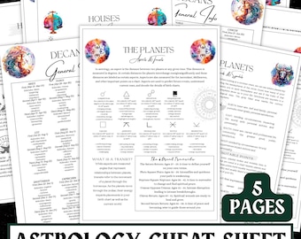 Astrology Cheat Sheet Grimoire Pages | Zodiac & Birth Chart (Digital Download PDF)