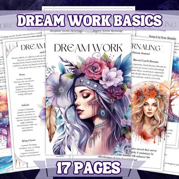 Dream Work Basics Printable Grimoire and Book Of Shadow Pages , A4 Paper Size , Dream Journal Pages