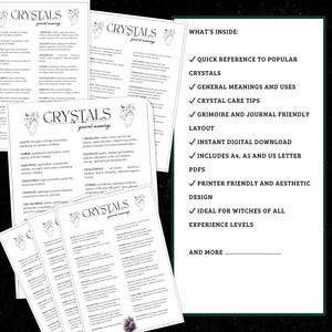 Crystal Meanings Quick Guide | Grimoire Reference (printable Download ...