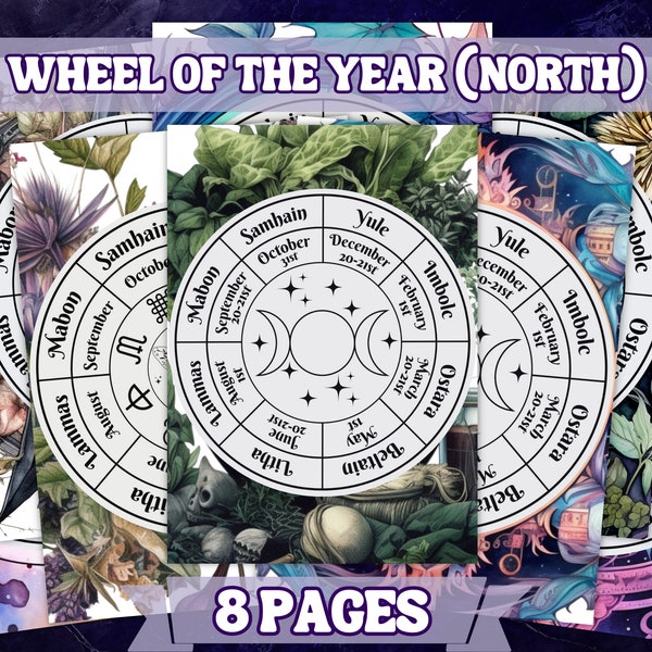 Wheel Of The Year Northern Hemisphere Bundle , Printable Grimoire Pages and Book Of Shadow Pages