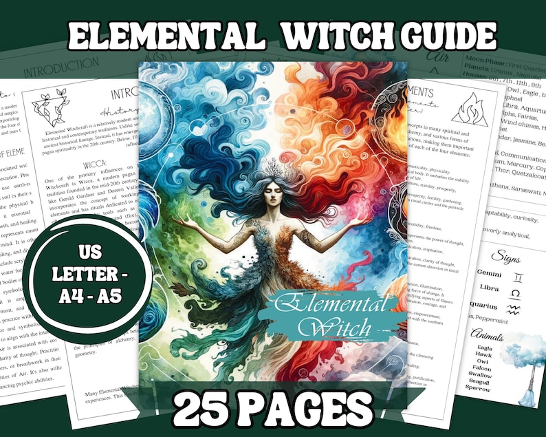 Printable Elemental Witch Guide | Magic Grimoire (digital Download) - Etsy