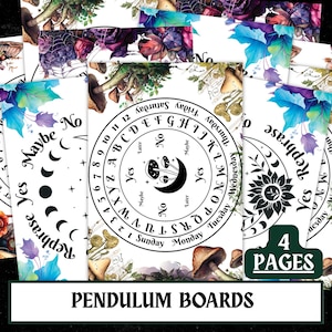 Tableaux pendulaires imprimables | 4 modèles divinatoires (téléchargement numérique au format PDF)