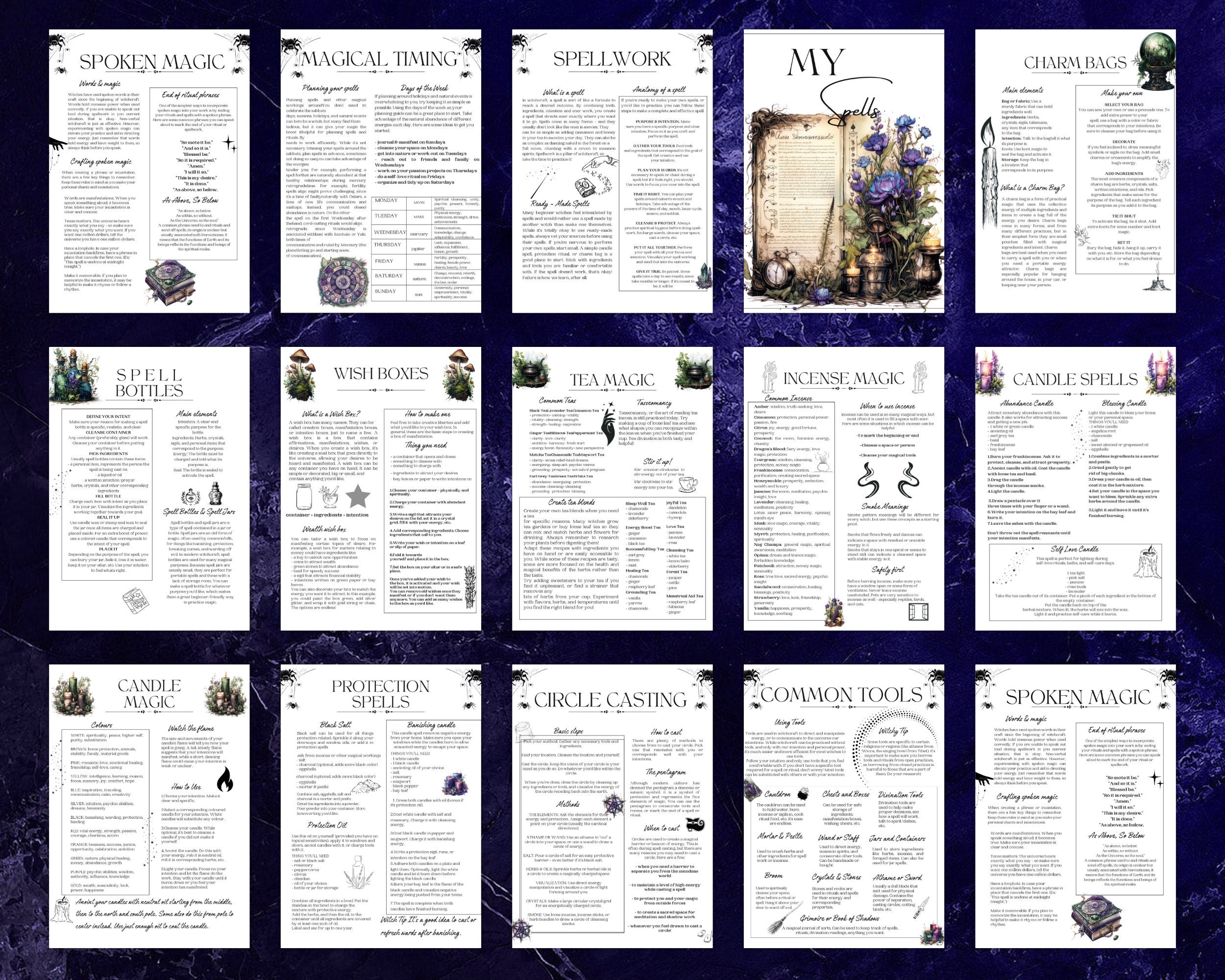 Spell Work the Basics Printable Grimoire Pages BOS Into to Witchcraft ...