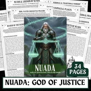 Nuada Celtic God Printable Devotional Guide | 34 Page Mythology Set | Digital Download PDF | Pagan Grimoire Pages | A4 A5 US Letter