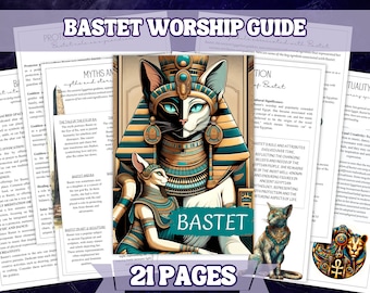 Bastet Worship Guide  Printable PDF (21 pages)  A4 Size , Printable Grimoire and Book Of Shadow Pages