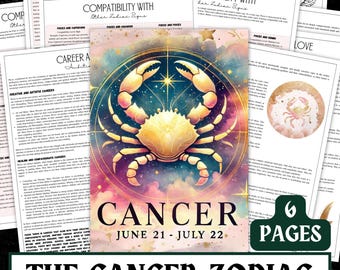 Cancer Zodiac Grimoire Pages | Witchy Astrology Printable (PDF)