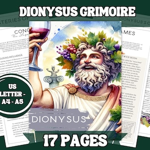 Guía de mitología imprimible de Dioniso, dios griego del vino y el éxtasis / Descarga digital de 17 páginas (A4, A5, Carta EE. UU.)