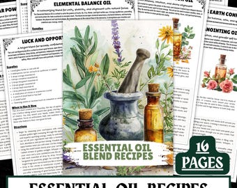 Essential Oil Spell Recipes | Witchcraft Grimoire Pages (Digital Download)