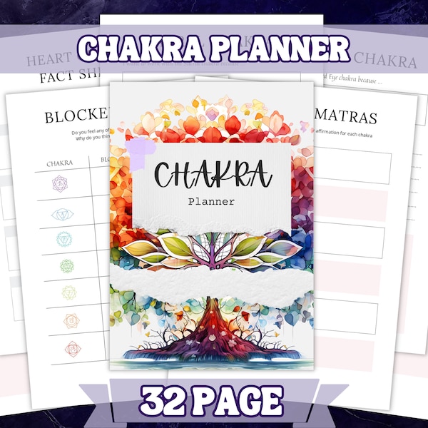 Chakra Healing Journal  A5 and A4  Printable Grimoire Pages -BOS - Inner Healing