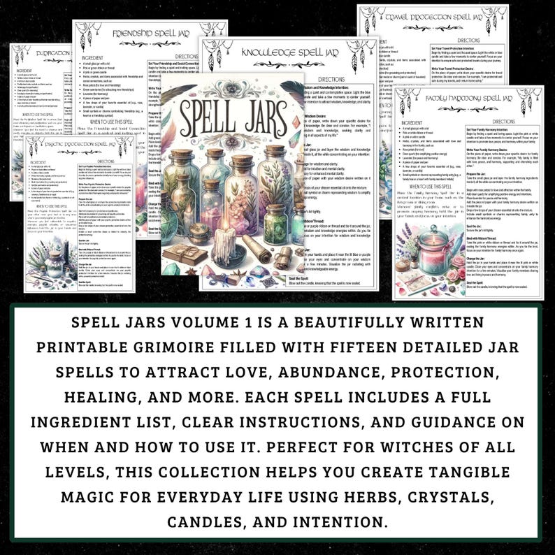 Printable Spell Jar Recipes | Grimoire Pages, Herbal Magic (PDF) image 2