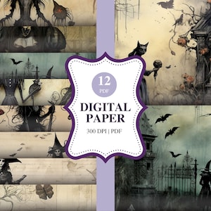 Vintage Mystic Witch Printable Paper Pack - 12 PDF Pages - A4 Size - Instant Download Printable Grimoire and Book Of Shadow Pages