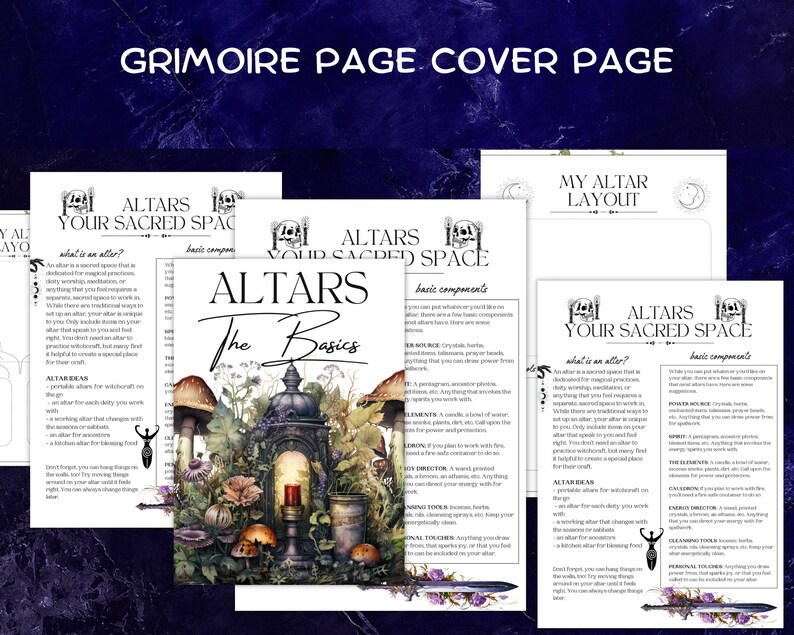 Altars Worksheet Single Printable Grimoire Pages BOS Intro to ...