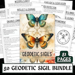 50 Sigilos Potenciados Imprimibles / Páginas de Grimorio de Brujería (Descarga Digital)