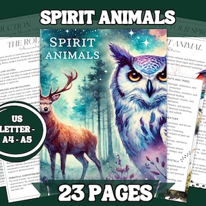 Conjunto de Grimório de Espíritos Animais para Imprimir (A4, A5, Carta dos EUA) – 23 Páginas Grimório para Imprimir e Páginas do Livro das Sombras