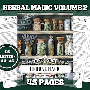 Páginas de grimorio de magia herbal / Guía de hierbas para brujas imprimible de 45 páginas / A4, A5, carta (EE. UU.) / Descarga digital para brujas y magia verde