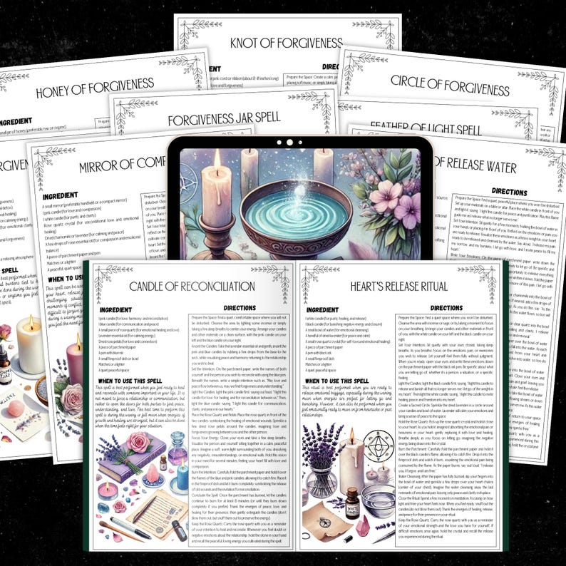 Forgiveness Spells Set | Healing Rituals, Grimoire Pages (Digital Download) image 6