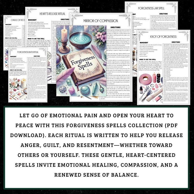 Forgiveness Spells Set | Healing Rituals, Grimoire Pages (Digital Download) image 2