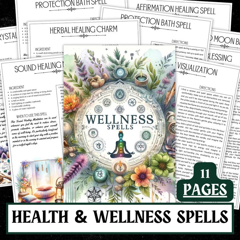 Health & Wellness Spells Printable | Grimoire Pages (PDF) image 1