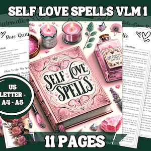 Printable Self-Love Spells - Set of 10 - A4 Digital Download - Self-Care, Affirmations, and Rituals