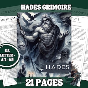 Hades Grimoire Printable Set | Griechischer Gott der Unterwelt Mythologie-Anleitung | 21-Seiten Digitaler Download für Witchcraft, (A4, A5, US Letter)