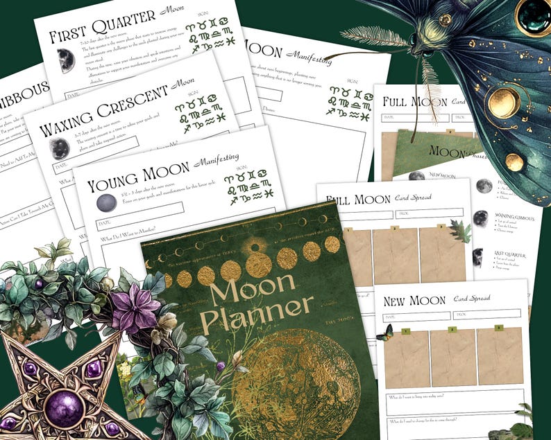 Moon Planner Printable | Lunar Magic Grimoire Pages (PDF) - Etsy