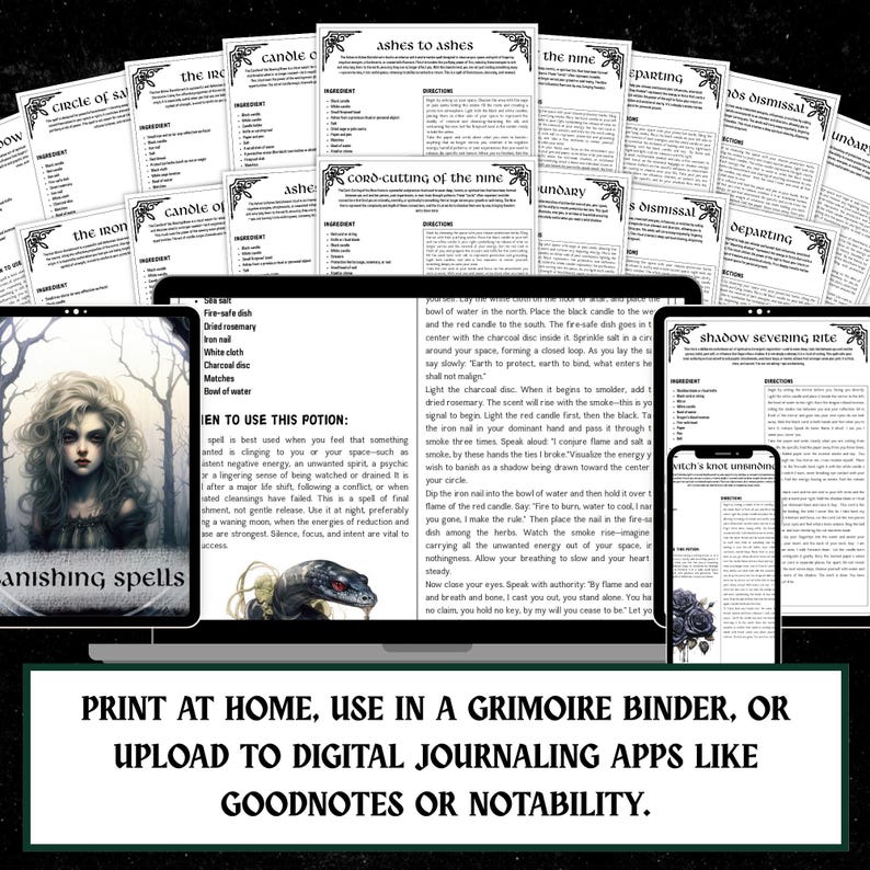Pagine stampabili di incantesimi di esilio / Grimorio di stregoneria (download digitale) immagine 8